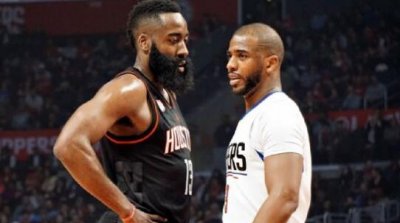 James Harden, Chris Paul maillot basket nba Houston Rockets